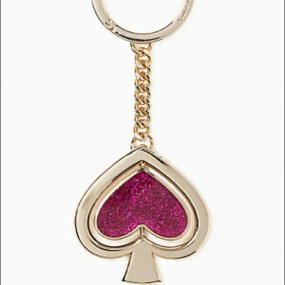 NWT KATE SPADE GLITTER PINK/SLVR REVOLVING KEY FOB - Picture 3 of 5